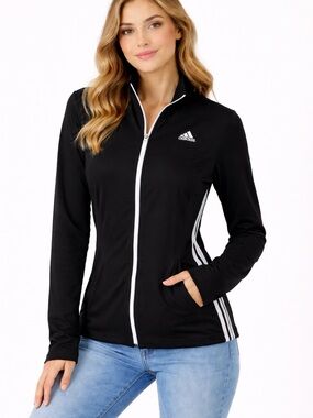 adidas Black Jacket with White Piping